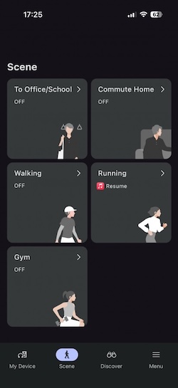 WF-1000XM6 應用程式中場景模式選項